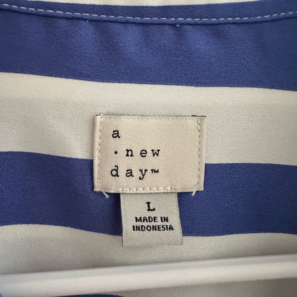 A New Day Blue and White Striped Button Down Shirt! - Picture 4 of 8